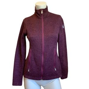 Spyder Purple Black Full Zip Fleece Jacket sz S EUC